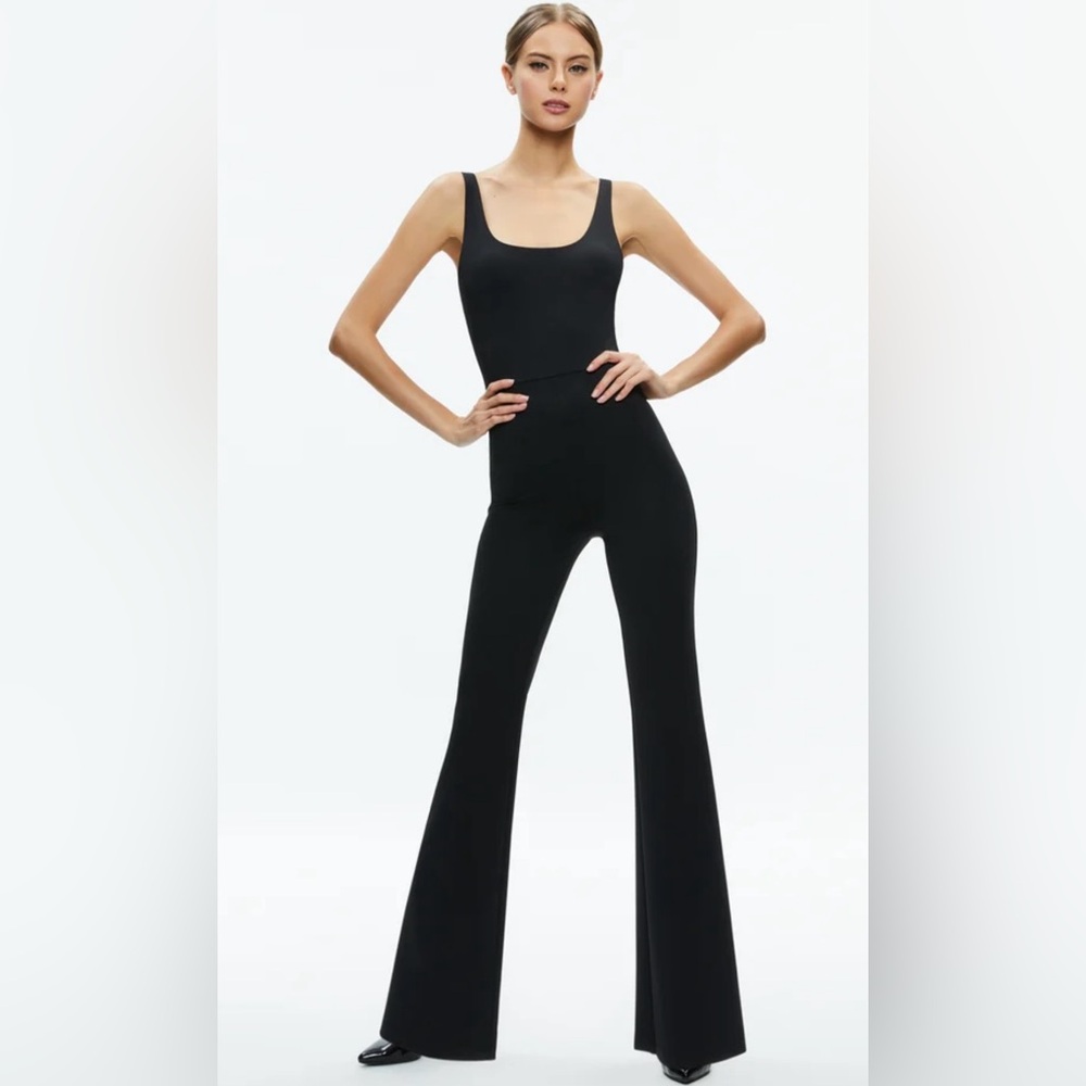 Alice + Olivia Black Boot-Cut Jumpsuit